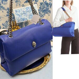 🆕 KURT GEIGER LONDON 🧿 NWT XXL Kew Leather Bag, Deep Blue